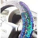 Mermaid Reversible Sequin Steering Wheel Cover matte black blue green