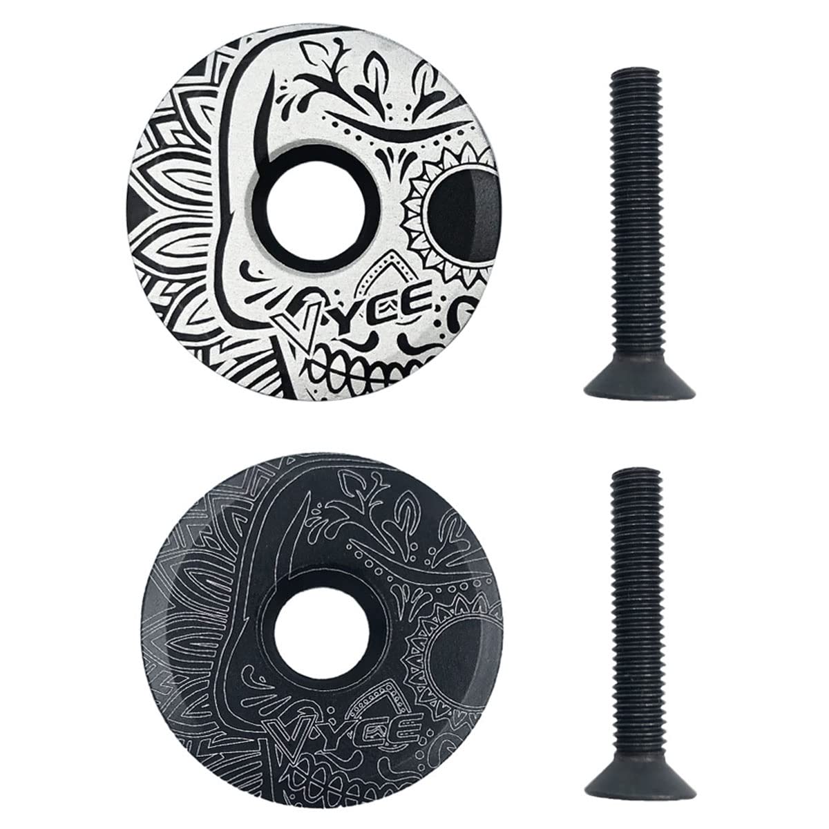 CHENKEE Bike Headset Top Cap, 2 pcs Bike Bowl Cover Bicycle Alloy Headset Top Cap Mountain Bicycle Headset Top Cover with Screw for Cycle Bicycle MTB Road Bike