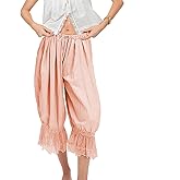 Bloomers Pants for Women Y2K Lace Trim Vintage Pantaloons Cute Ruffled Pumpkin Long Pants Capri Pajama Bottoms