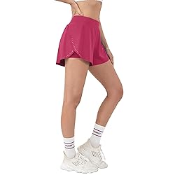Aurefin Women's 2 in 1 Flowy Running Shorts High