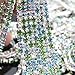 THREE TO ONE Rhinestone Crystal Claw Chain Clear Beaded Trim Sewing Craft for DIY crafting 32.8 Feet Blue&Green Mixed Jewels 3MM