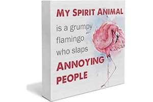 YIDOU Country Pink Flamingo Wood Box Sign Decor Desk Sign Summer Flamingo Quote Wooden Box Block Sign Rustic Home Shelf Wall Decoration