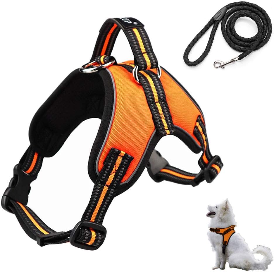 BeebeeRun No pull dog harness large Front Clip Vest Harness,Adjustable Pet Vest Harness with 3M Reflective Oxford Material Vest for Large and Medium Dogs for Outdoor Training and walking