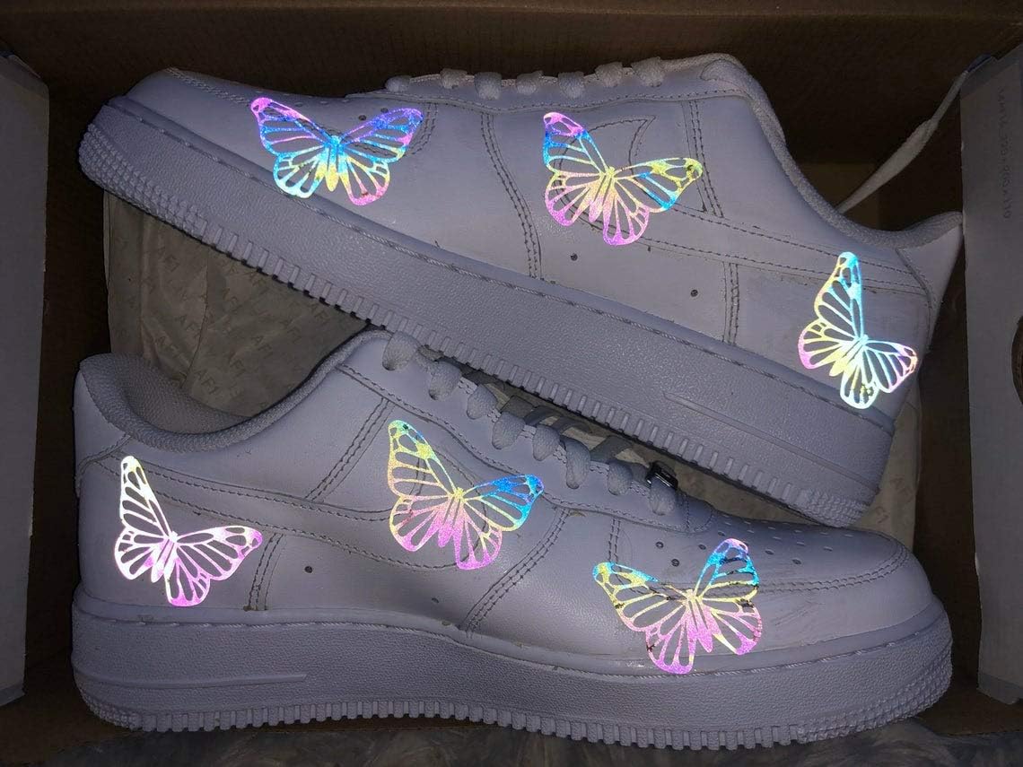 butterfly reflective air force ones