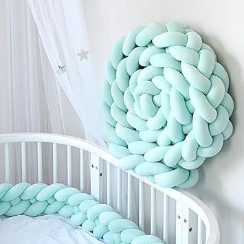 infant soft pad braided crib bumper knot pillow cushion cradle decor for baby girl and boy