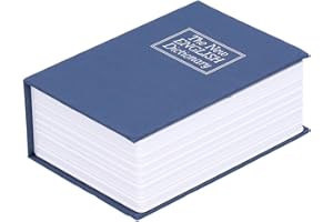 Book Safe Box, Mini Security Safe with Key Lock, Stainless Steel Inner Tank, Beautiful Textured Paper Cover, for Home Office 