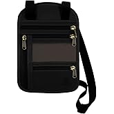 Ringsun Genuine Leather Passport Holder For Travel, RFID Blocking Slim Neck Wallet with Adjustable Strap for Women and Men, Travel Essentials to Keep Cash, Credit Cards and Documents Safe, Black