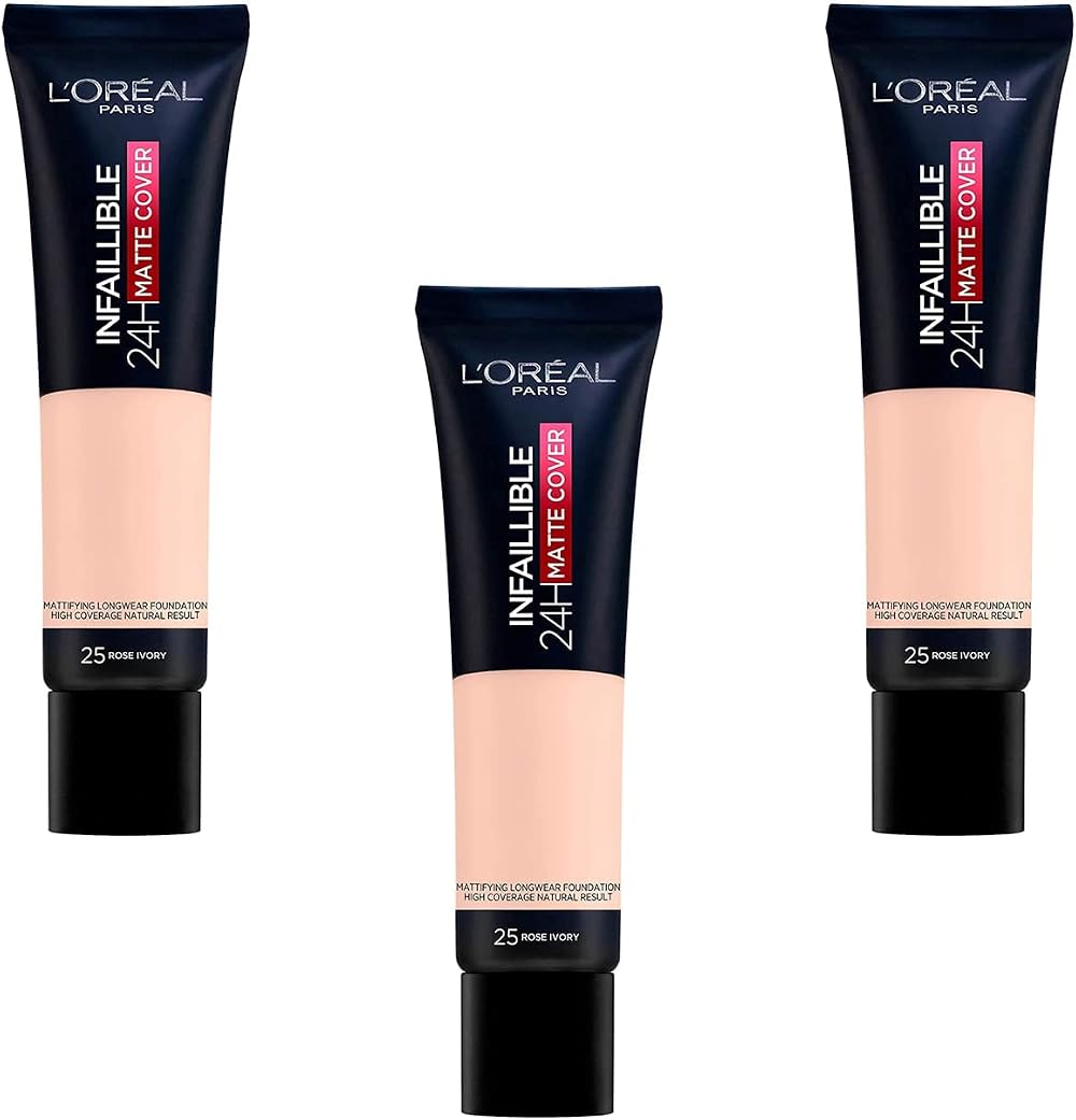 LOréal Paris Infallible 24h Matte Cover Foundation 25 Rose Ivory 3x30ml