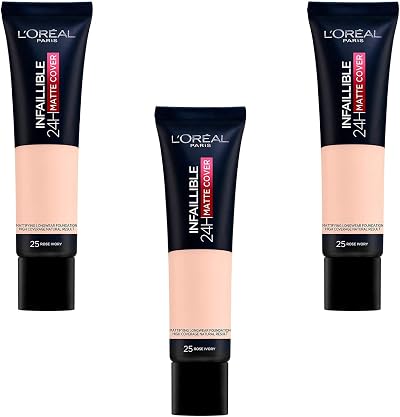 LOréal Paris Infallible 24h Matte Cover Foundation 25 Rose Ivory 3x30ml