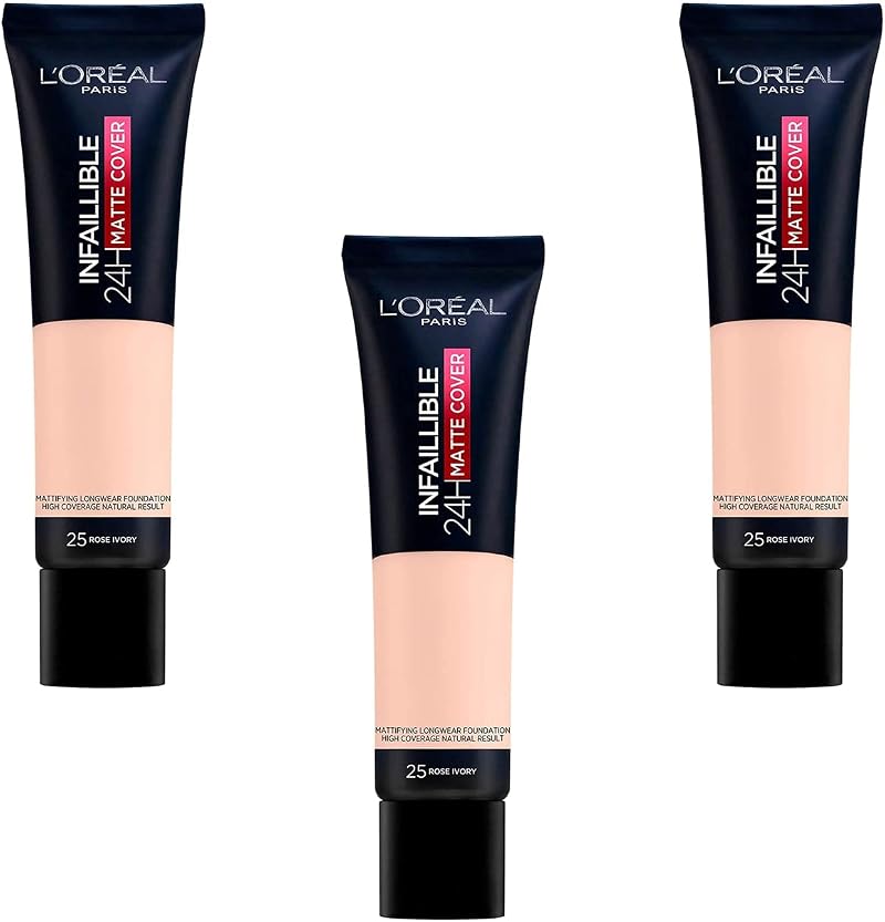 LOréal Paris Infallible 24h Matte Cover Foundation 25 Rose Ivory 3x30ml