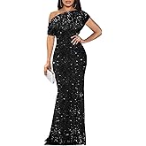 Sougoue Off Shoulder Mermaid Prom Dresses Sparkly Sequin Long Bodycon Evening Party Wedding Guest Dress