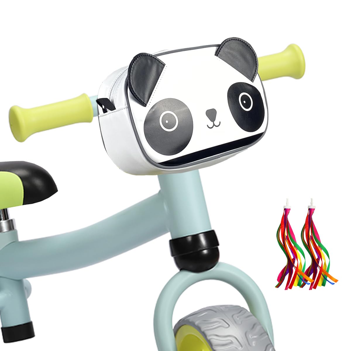 TOURSLOV Kids Bike Basket, Water Resistant Bike Handlebar Bag, Scooter Basket Bicycle Basket Front Bike Accessories Gift for Boys Girls Toddlers, with Shoulder Strap and 2 Bike Streamers Tassels