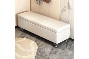 Movable Storage Bench, Upholstered Storage Bench, Entryway Bench with Wheels, End of Bed Bench, Shoe Seat Storage Ottoman for