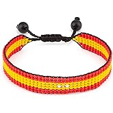 FAHARI Spain Flag Bracelet: Handmade, Adjustable Boho Unisex Wristband