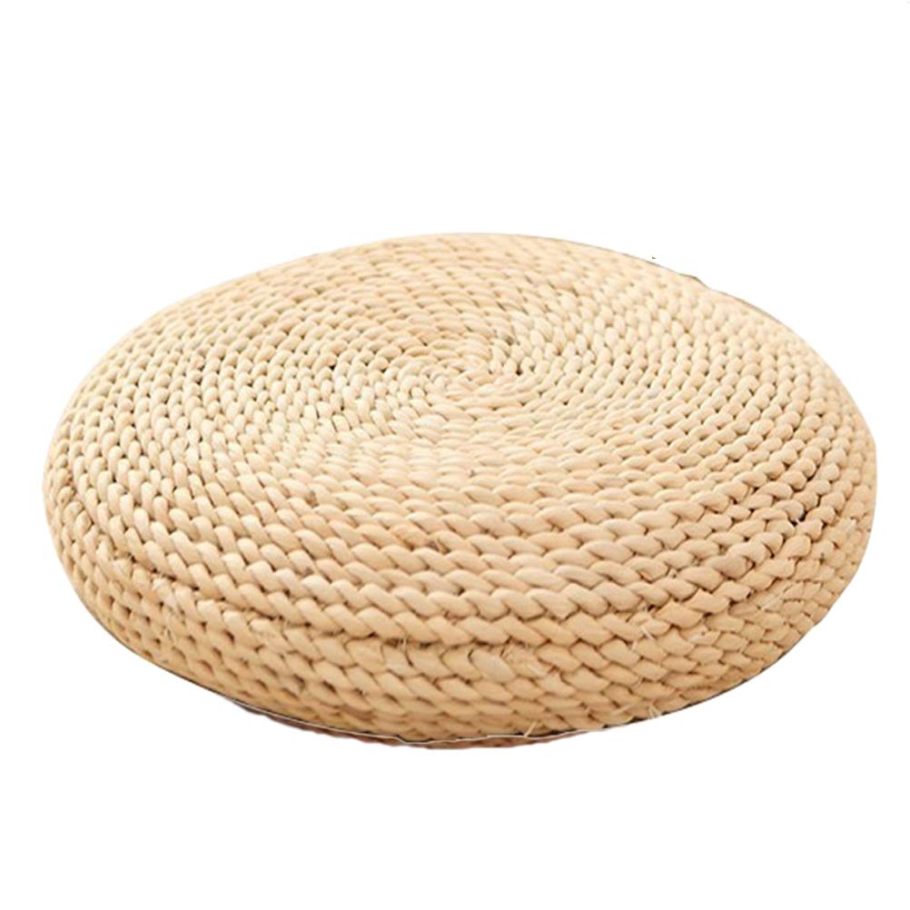 Merkts Round Straw Cushion, Silk Wadding, for Home Fitness Yoga Meditation, Beige, 30 * 30 cm