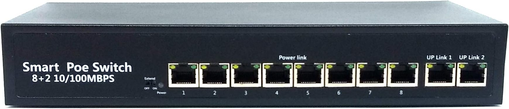 ANDTRONICS 8+2 Smart POE Network Switch 8 RJ45 Ports with 2 Uplink RJ45 Ports 10/100Mbps