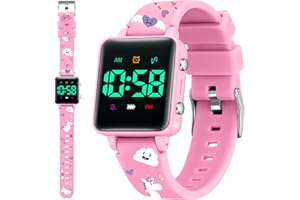 VTAIGE Potty Training Watch for Toddlers, Upgrade Magnetic Charging Potty Reminder with Music/Vibration/Colorful Lights Countdown, Cute Pattern Silicone Strap, Waterproof Kids Digital Watch, Gift for Kids