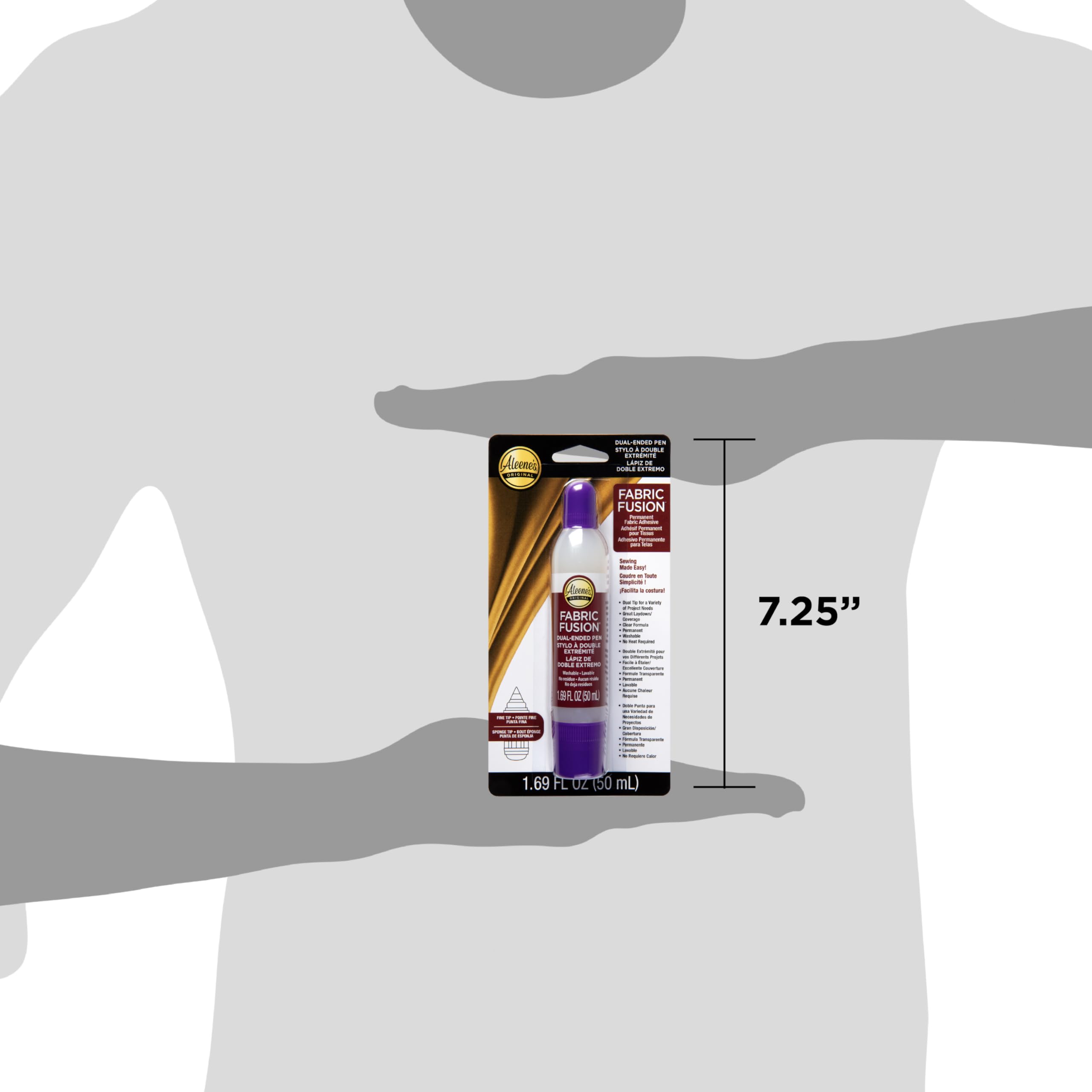 Aleene's Fabric Fusion Glue 1.6 oz Dual-Ended Pen, Fine Tip & Sponge Tip, Nontoxic, Permanent and Washable Adhesive, Dries Flexible, Strong Bond on Fabrics, Patches, Clothing, Denim, Materials