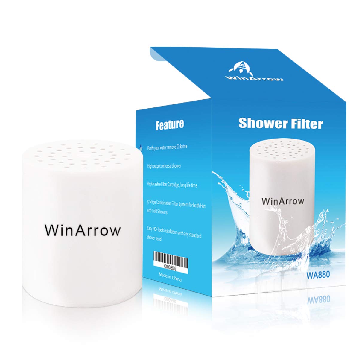 WinArrow Shower Filter, High Output Universal Replaceable Water Purifier Powerful Remove Chlorine Heavy Metal Let Your Hair and Skin Healthier Teflon Tape (Filter Cartridge)