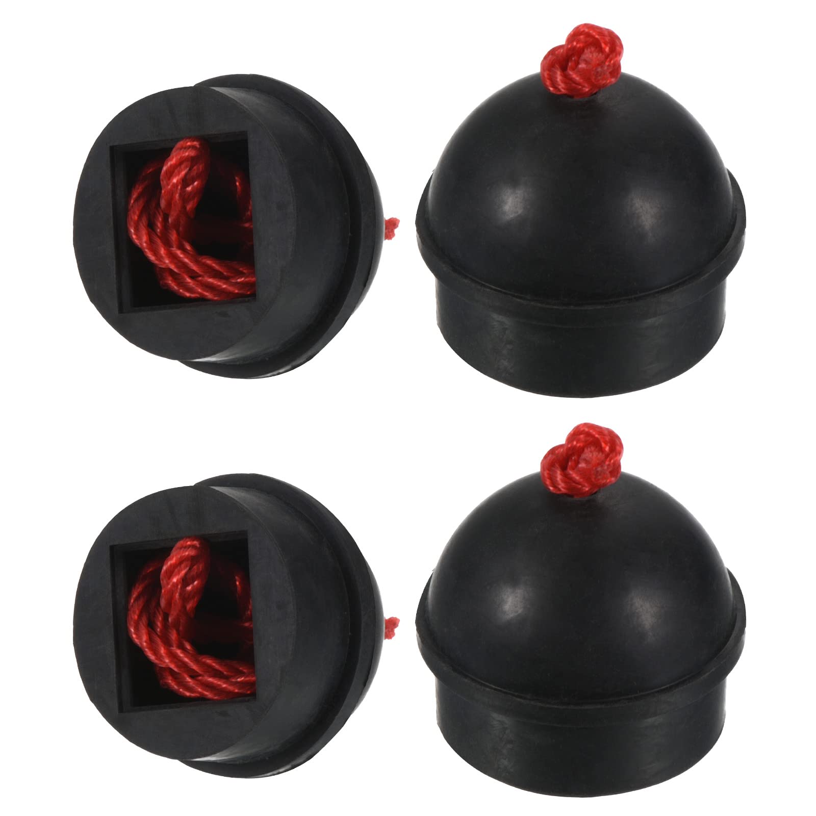 PATIKIL Cue Chalk Holder, 4 Pack Rubber Non Slip Pool Chalk Holders Billiard Cue Tips Chalks Case with Cord Snooker Pool Replacement, Black