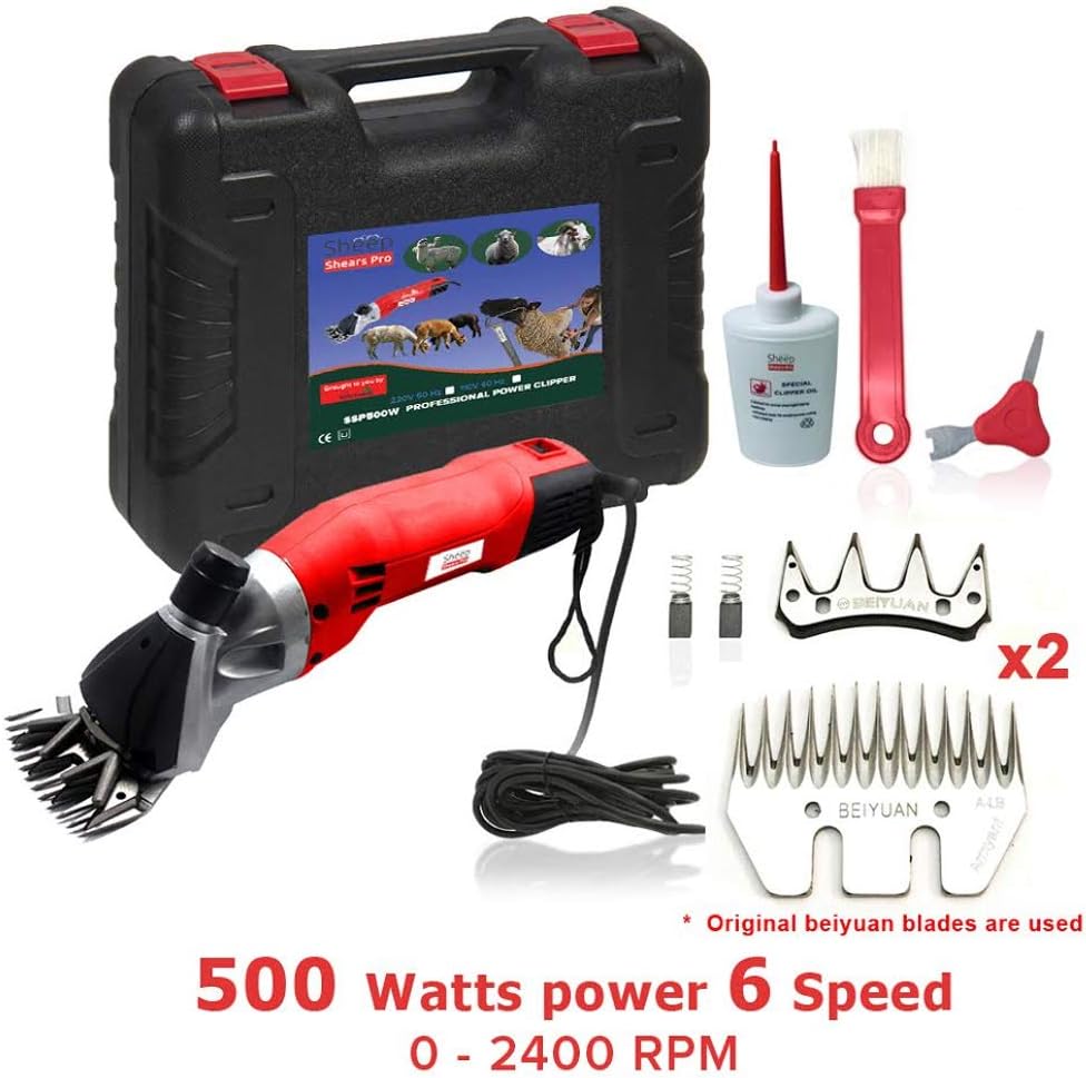 Sheep Shears Pro 220V UK Plug 500W Professional Heavy Duty Electric Shearing Clippers with 6 Speed