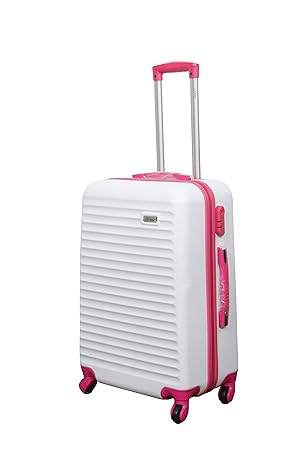 T-Bags White and Pink ABS 24 Inches Trolley Bag-TC02W