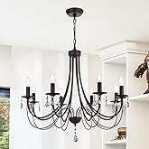 Lucidce Farmhouse Chandeliers 8 Lights Oil Rubbed Bronze Pendant Lighting Dining Room Light Fixtures Modern Crystal Ceiling L