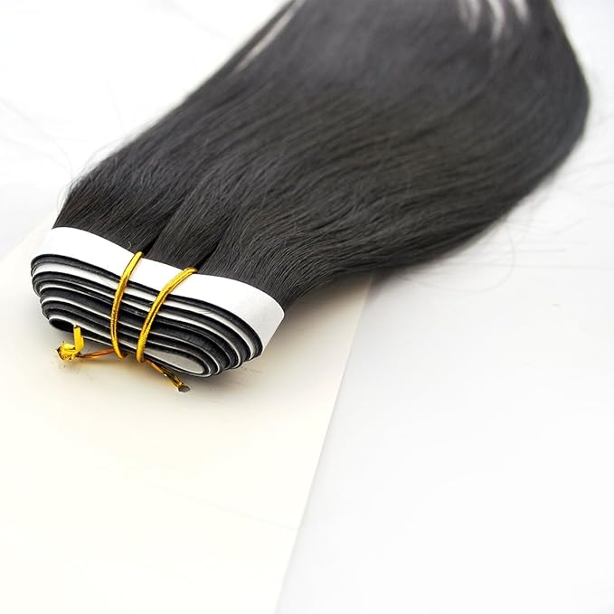 Seamless Tape in Hair Extensions Natural Black 22inch