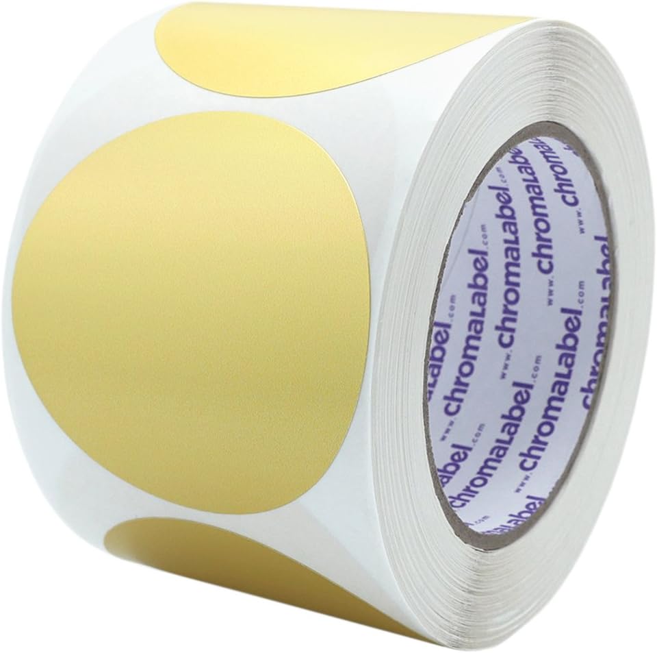 ChromaLabel 3 Inch Color-Code Dot Labels | 500/Roll (Metallic Gold)
