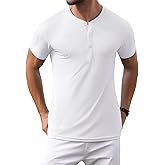 PEGENO Men's Henley Shirts Short Sleeve Moisture Wicking Quick Dry Casual Workout Athletic Golf Shirts