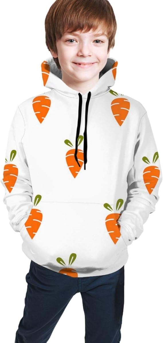 Partrest Kids Hoodies, Orange Cute Cartoon Carrot 3D