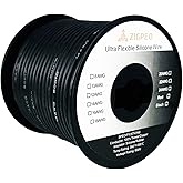 ZIGPEO 14 AWG Silicone Wire 100FT Black Spool, Extra Flexible 14 Gauge Stranded Copper Wire, High Temp 392℉ 600V - RC, Automotive, Battery | Tinned Copper Conductor