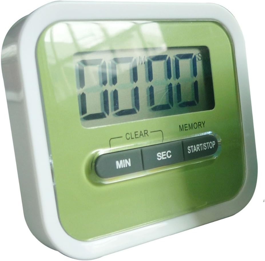 Preyank Solar Compact Lab & Kitchen Timer Stop Watch with Alarm, Large Digital LCD Display. with Table Stand & Fridge Magnet Green
