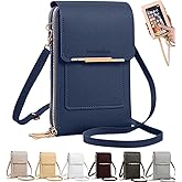 Anti-Theft Leather Bag,Small Crossbody Cell Phone Purse Wallet for Women,Touchscreen Phone Purse Crossbody Bag with Strap