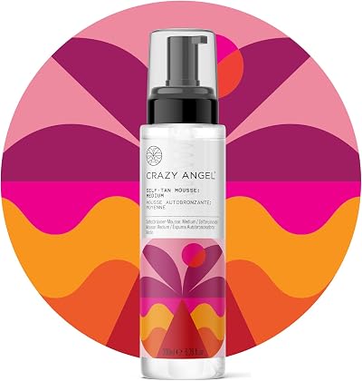 Crazy Angel Vegan Clear Self-Tan Mousse Medium Tan 200ml UK Made No Transfer