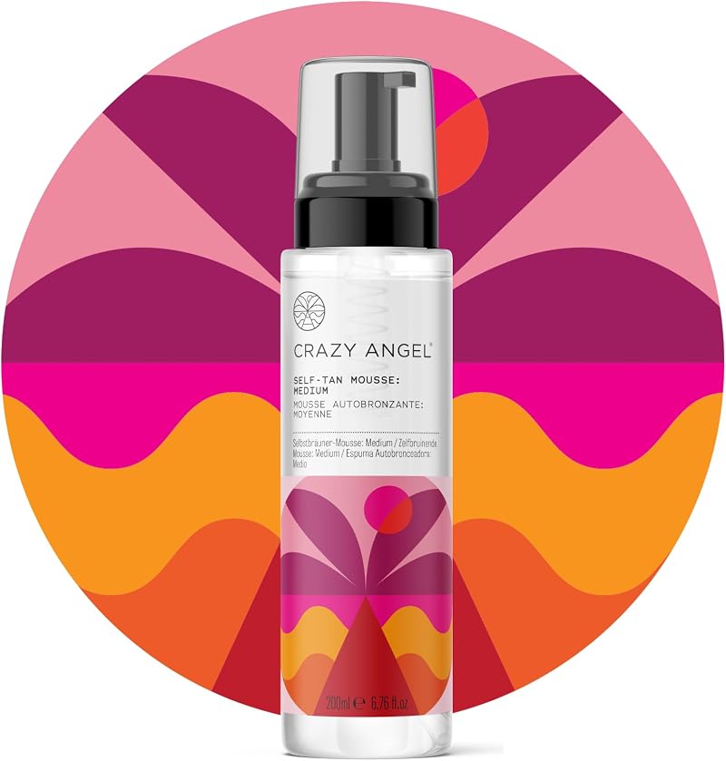 Crazy Angel Vegan Clear Self-Tan Mousse Medium Tan 200ml UK Made No Transfer