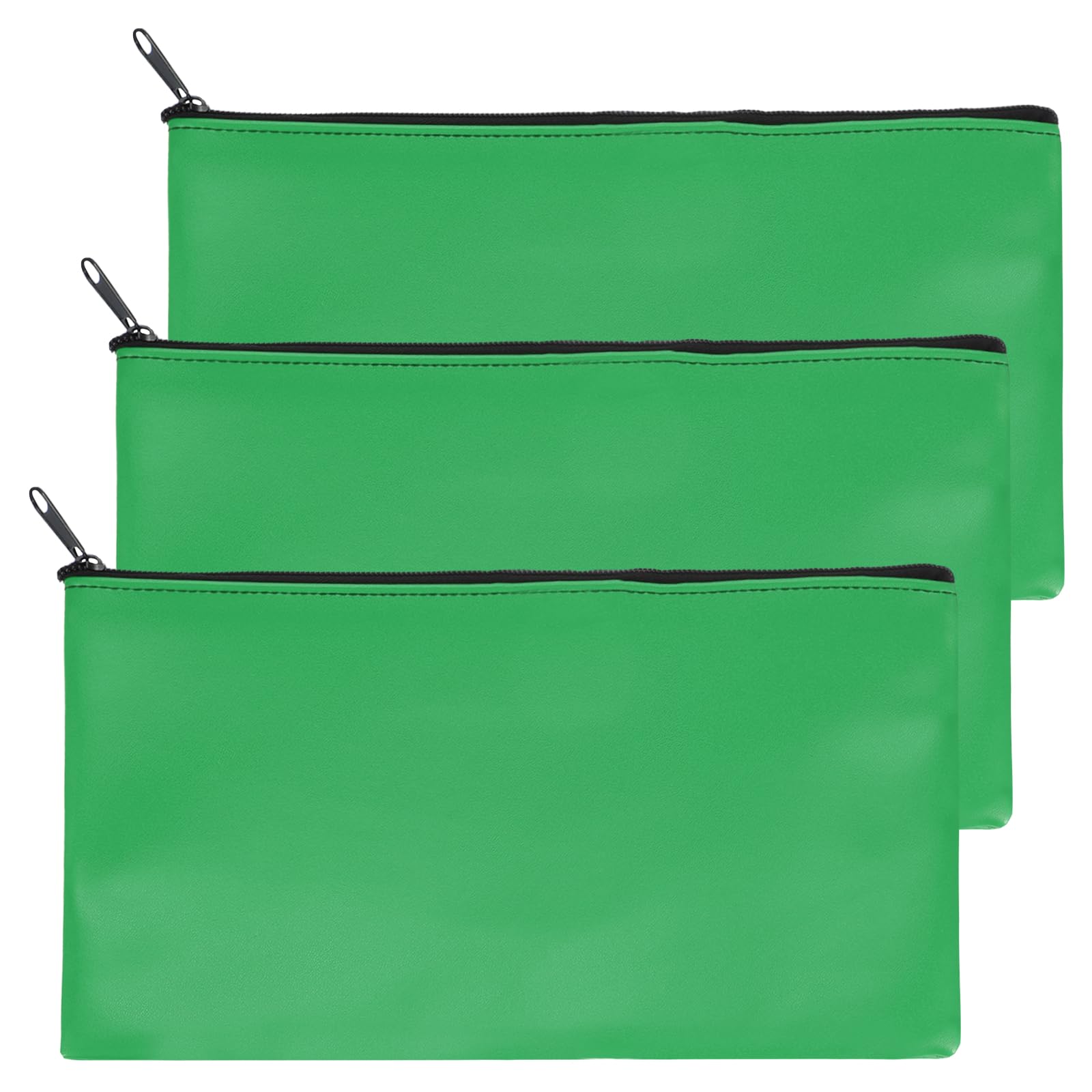 PATIKIL 11"x 6" Bank Deposit Bag, 3Pcs Money Bag Bank Bag Security Money Pouch Receipt Holder for Tickets Coin Makeup Cosmetics Bills, Agate Green