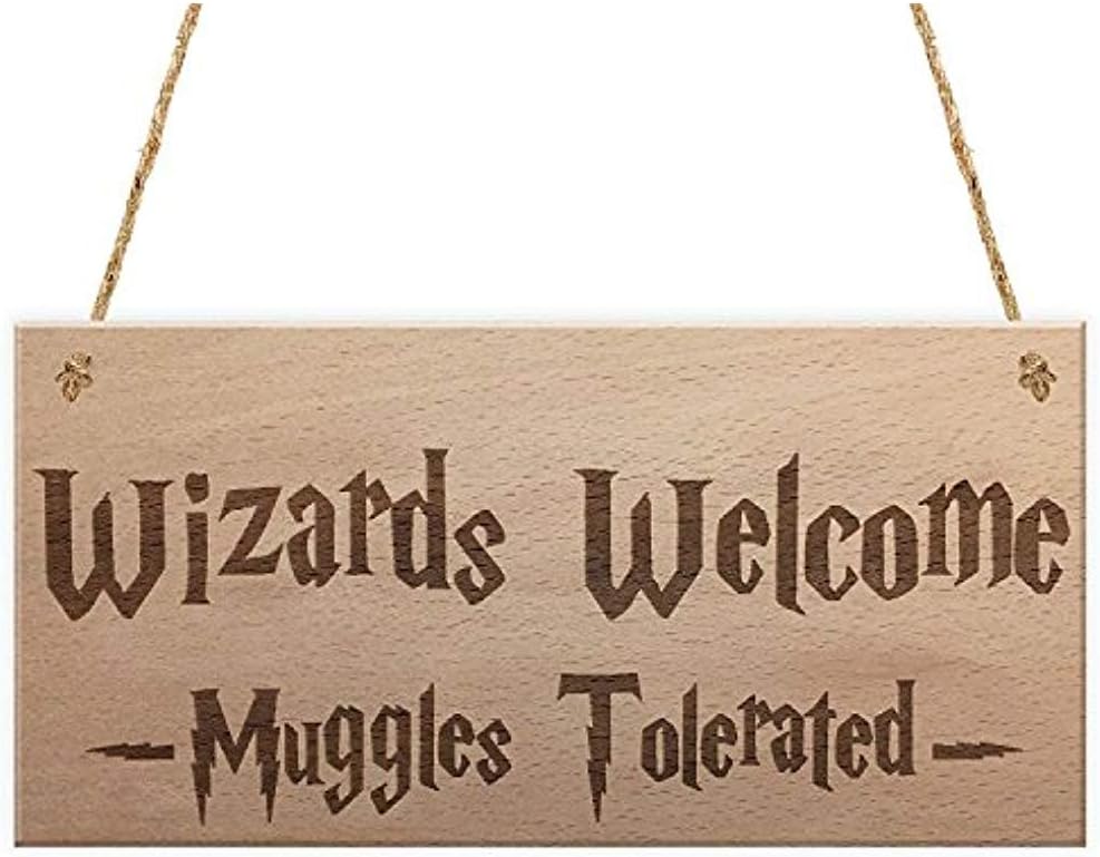 Cheyan Wizards Welcome Muggles Tolerated Gift Hanging Plaque Magic Home Sign