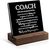 Juoqg Coach Definition Acrylic Sign with Wooden Stand, Funny Coach Gift for Men Women, Coach Appreciation Gift, Coaches Thank You Gifts, Retirement Gift for Coach, Coaches Gifts Basketball Soccer