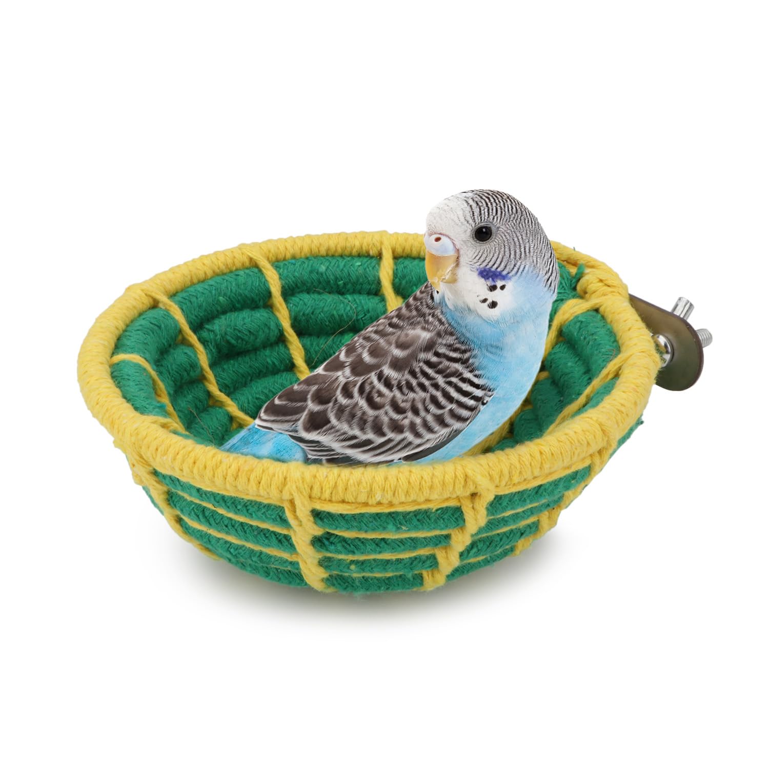 Hypeety Handmade Coton Rope Bird Breeding Nest Hatch House Bird Nest Cage for Small Parrots Budgie Parakeet Cockatiel Parakeet Conure Canary Finch Lovebird (Green)