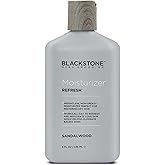 Blackstone Men's Grooming Refresh Facial Moisturizer with Vitamin E, Peppermint & Hyaluronic Acid - Lightweight & Non-Greasy | Restores Dry Skin | Paraben & Cruelty Free | USA Made, Sandalwood (8 oz)