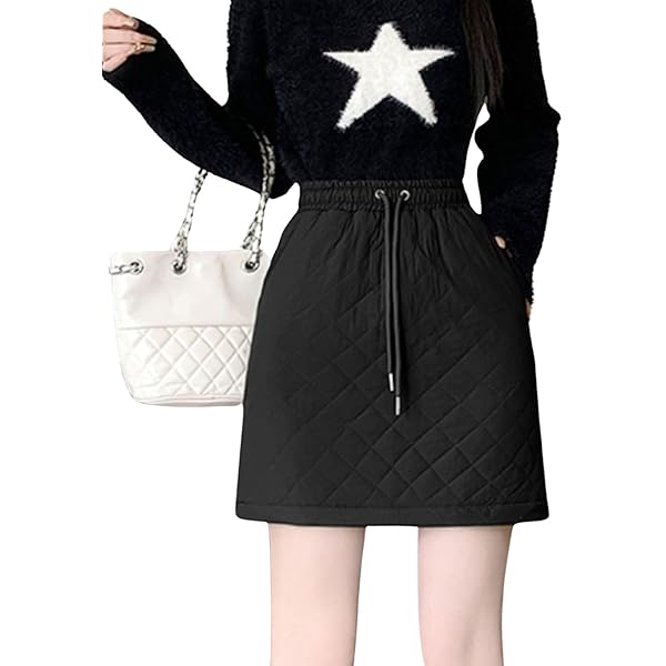 Lifup Women Lightweight Puffer Skirt Warm Quilted Skirt Zip
