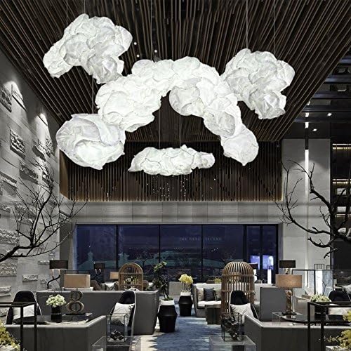 Cttsb chandelier pendant lamps Creative lamps _ modern minimalist paper clouds light restaurant mall cafe personality creative post-modern dark clouds, warm light of silk fabric 70CM