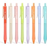 WRITECH Retractable Gel Ink Pens: Fine Point 0.7mm Assorted Color Soft Grip 8ct No Bleed & Smear Extra Smooth Writing Bullet Tip Colored Pen Set for Journaling Coloring