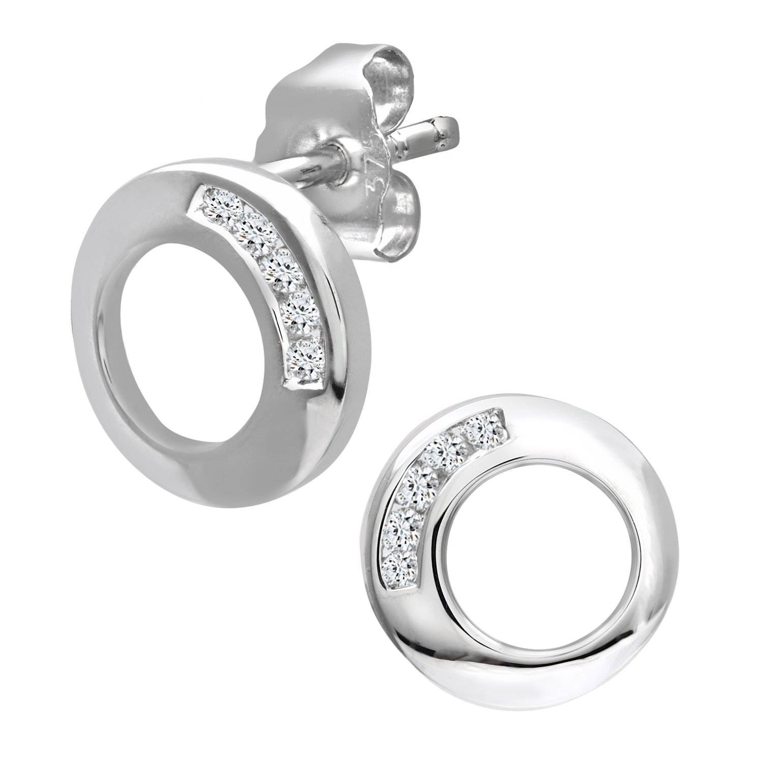 Naava Pendientes para Mujer de Oro Blanco K con Diamantes