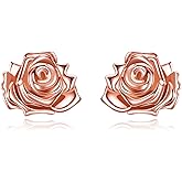 KZX Rose/Lotus/Daisy/Daffodil/Chrysanthemum Stud Earrings Birth Flower Earrings 925 Sterling Silver Flower Floral Earrings Jewelry Gifts for Women