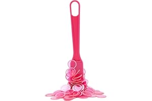 TG,LLC Magnetic Bingo Chips and Wand Set – 100 Plastic Counting Chips for Bingo, Pokeno, Lotteria & Games – Clear Transparent Discs with Magnetic Wand – Bulk Markers & Accessories – Pink, 3/4" in Diameter