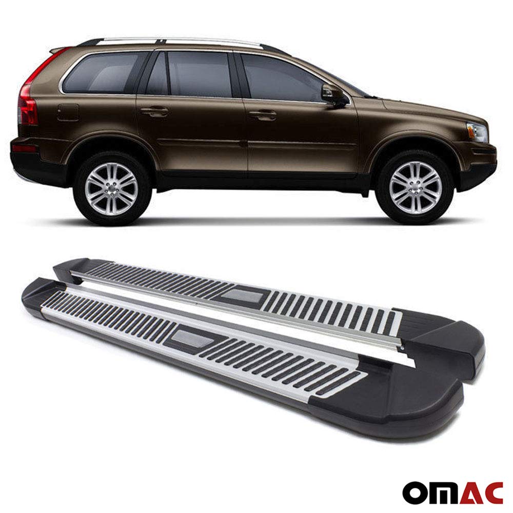 OMAC USA Side Step Rails Running Boards 2 Pcs. Alu (Silver) Nerf Bars for Volvo XC90