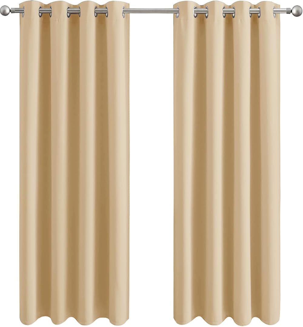 Aspire Homeware Blackout Curtains 66x72 Cream Eyelet Thermal Insulated