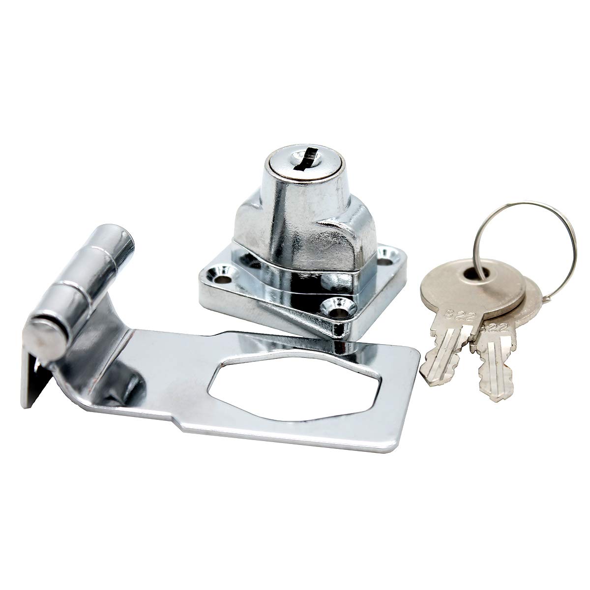 Zinc Alloy 90 Degrees Keyed Hasp Lock Twist Knob Keyed Lock Hasp for Doors Cabinet